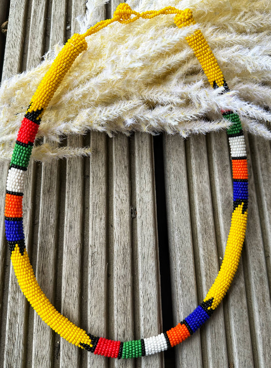 Afro candy rainbow neck piece-yellow