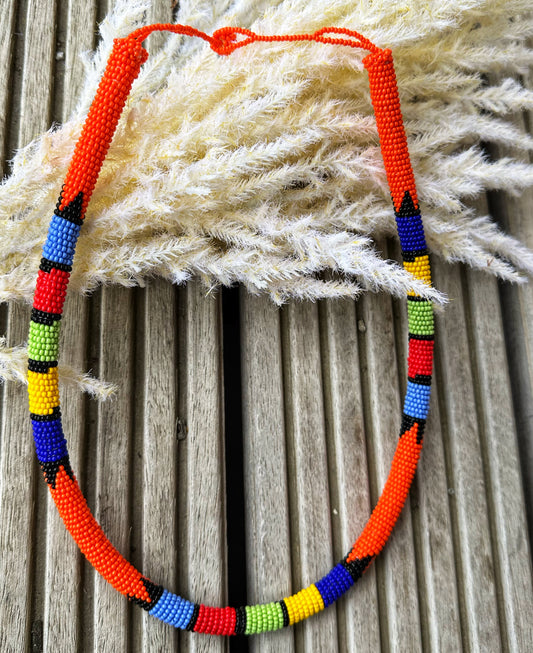 Afro candy rainbow neck piece- orange